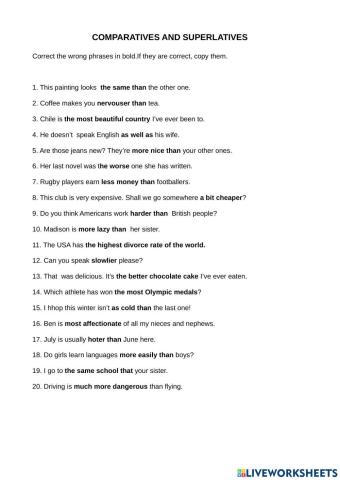 Comparative and superlative