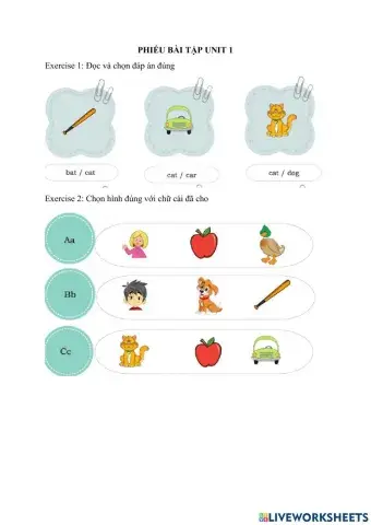 Phiếu bài tập A-B-C