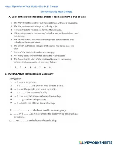 Reading The ghost ship Mary Celeste