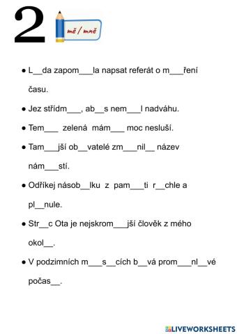 Psaní mě- mně 2