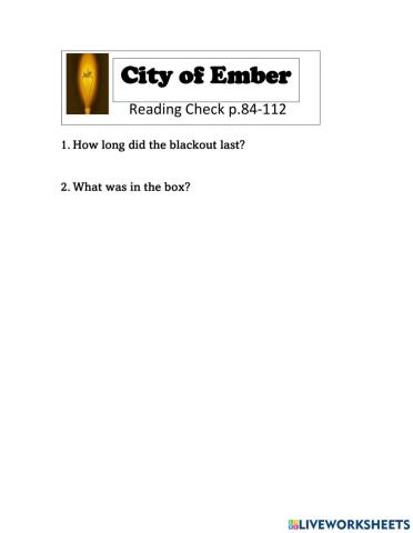City of Ember Reading Check p.84-112