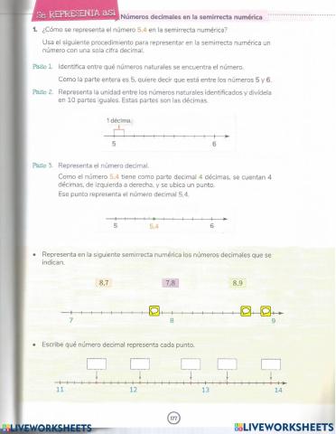 Números decimales en la recta