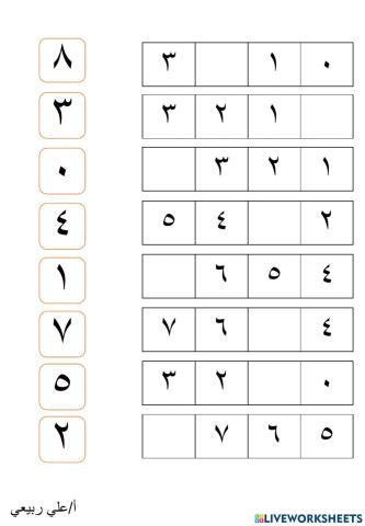 ترتيب الاعداد حتى 10