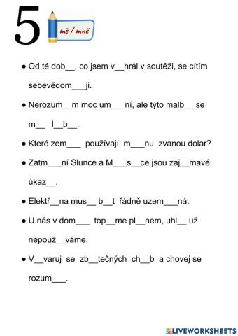 Psaní mě- mně 5