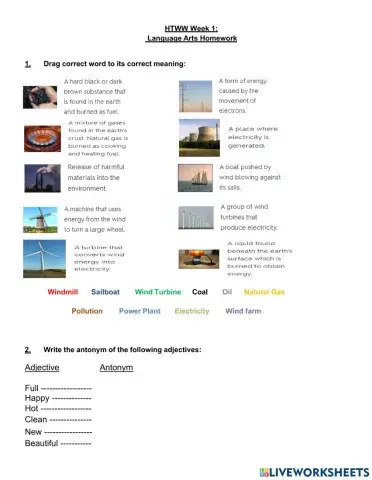 HTWW - Language Arts - Week 1 Homework 1