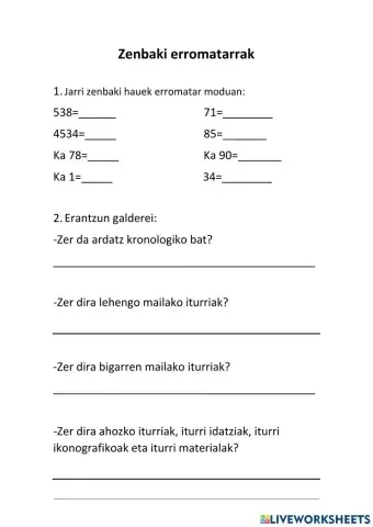 Zenbaki erromatarrak eta iturri historikoak