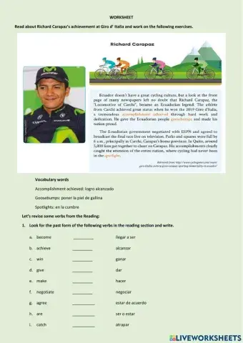 Reading comprehension richard carapaz