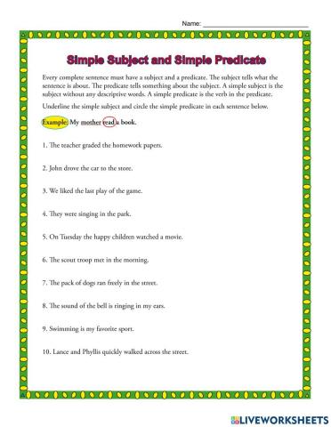 Simple Subject and Simple Predicate