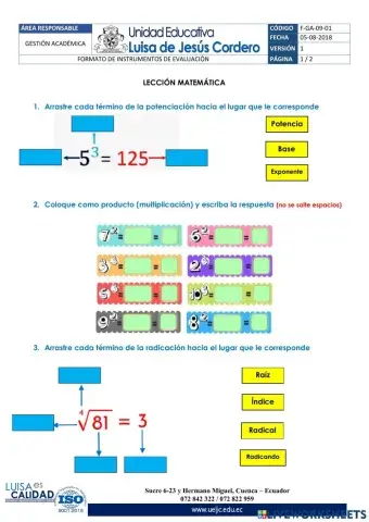 LECCIÓN POTENCIACIÓN Y RADICACIÓN