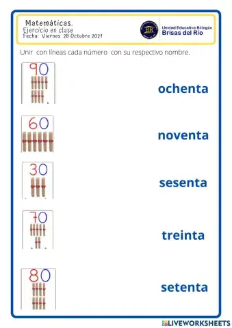 Nombres de las decenas