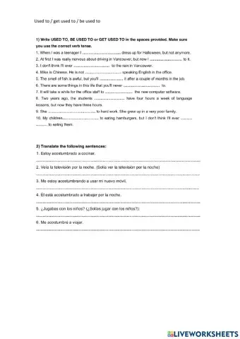 Used to- get used to- Be used to