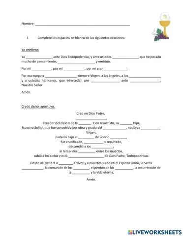 Práctica de primera comunión