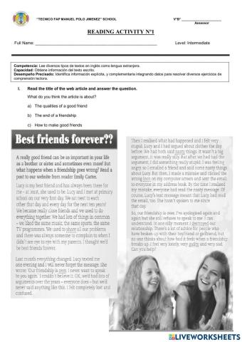 Reading activity n°1(iv term)