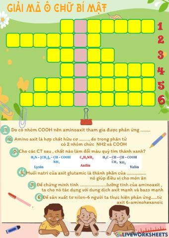 Luyện tập amin - aminoaxit Ô CHỮ