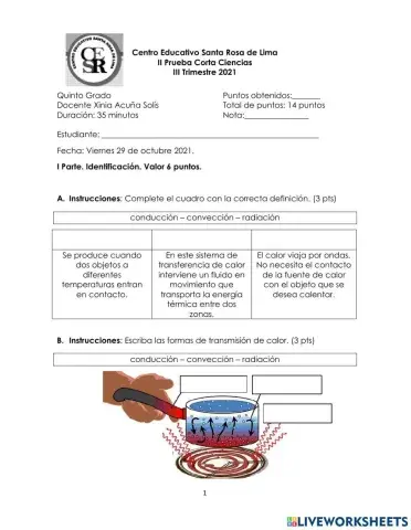 Prueba Corta no.2 5 Grado III Tri