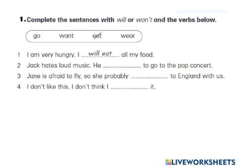 Future will: affirmative and negative