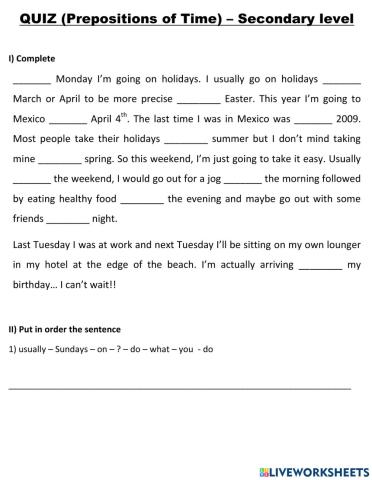 Prepositions of time