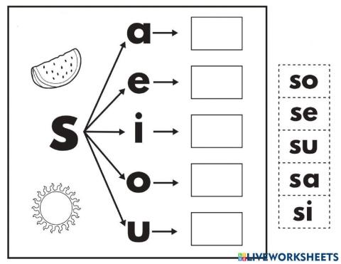 La letra S | Free Interactive Worksheets | 1581032