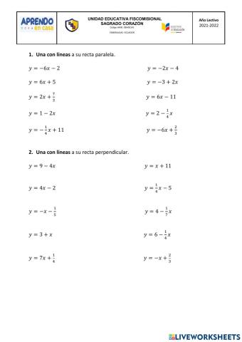 Rectas paralelas y perpendiculares
