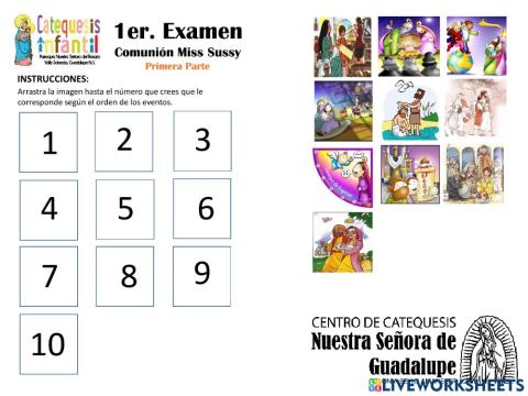 Examen a 10 reactivos linea del tiempo infancia jesus