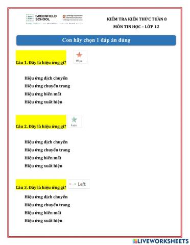 Khối 12 - Tuần 8