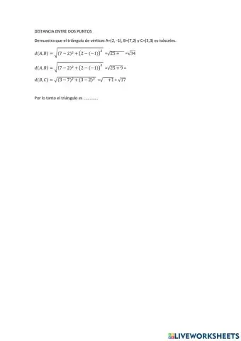 Distancia entre dos puntos