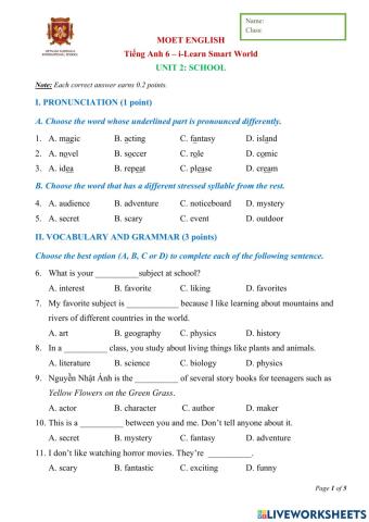 MOET English Grade 6 Unit 2