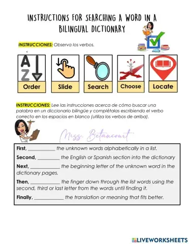 Instructions for using a bilingual dictionary
