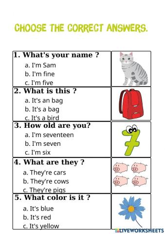 Choose thecorrect answers