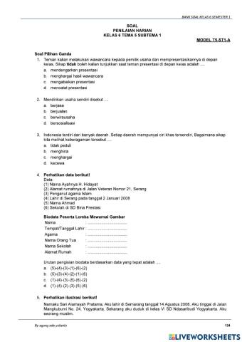 Latihan Tema 5 Subtema 1 kelas 6