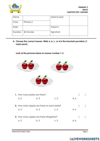 Math Chapter Review 1