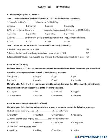 REVISION for 1st mid - No1