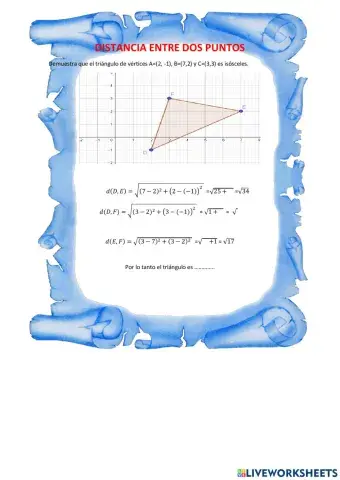 Distancia  entre dos puntos