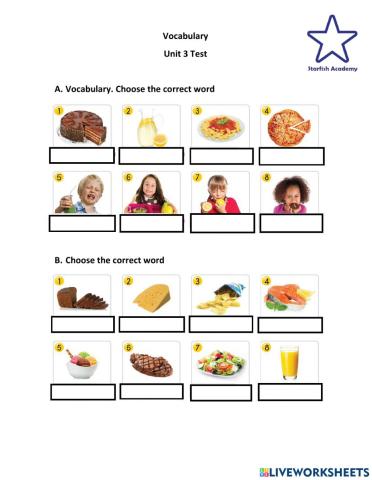P2 Unit 3 test vocabulary