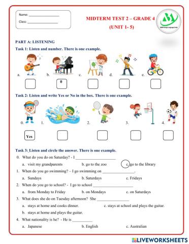 Mid-term 2 - Grade 4