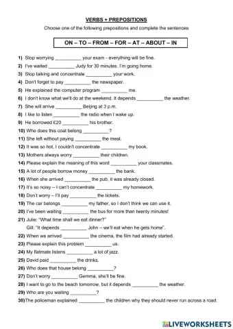 Verbs + prepositions