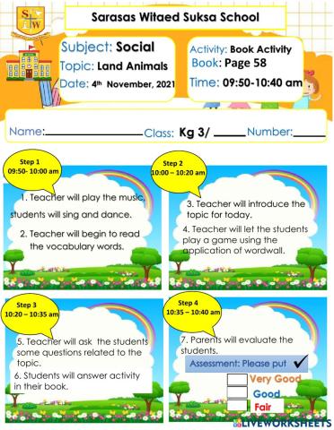 Lesson plan in land animals