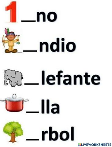 Escribir la vocal correspondiente