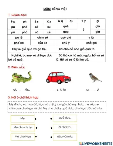 Phiếu ôn tập môn tiếng việt tuần 6