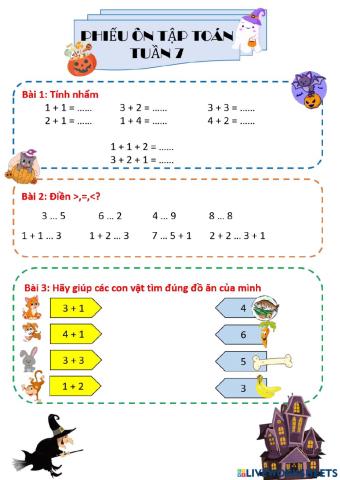 Phiếu bài tập cuối tuần 7 - môn Toán
