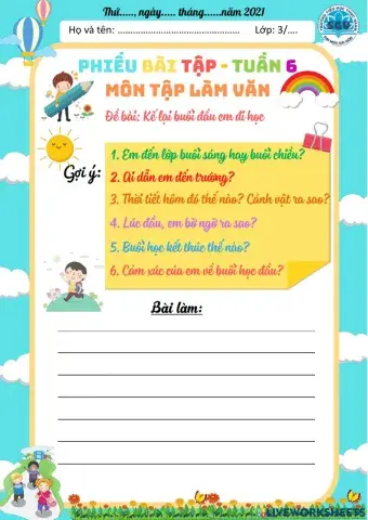 Tlv3 - t6 - kể lại buổi đầu đi học