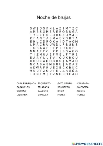 Sopa de letras - Noche de brujas