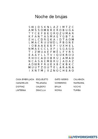 Sopa de letras - Noche de brujas