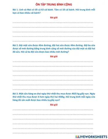 Ôn tập trung bình cộng