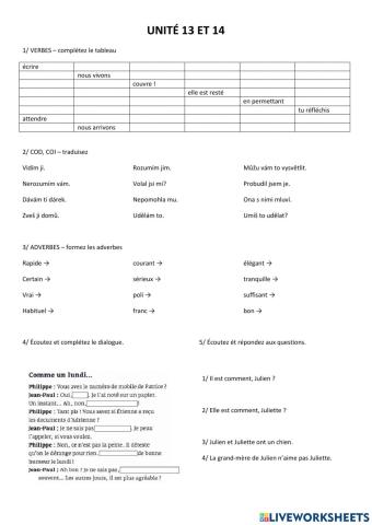 Unité 13 et 14