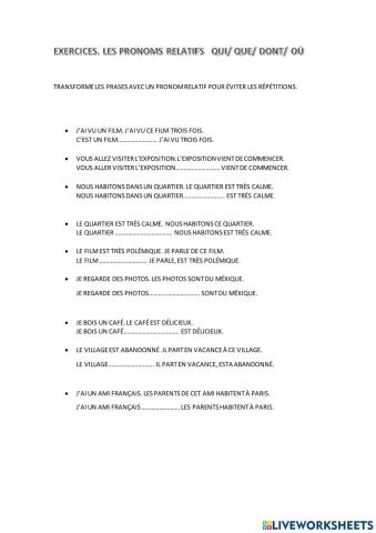 Les pronoms relatifs