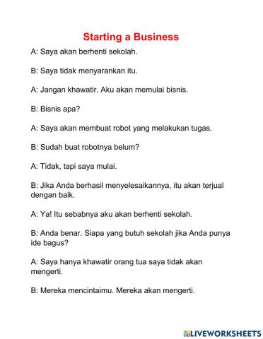 Speaking exercise 30th October