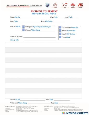 INCIDENT STATEMENT
