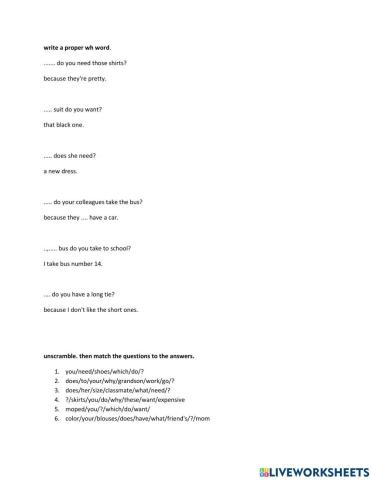 Wh questions what, why, which