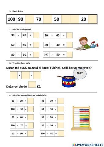 Pracovní list matematika